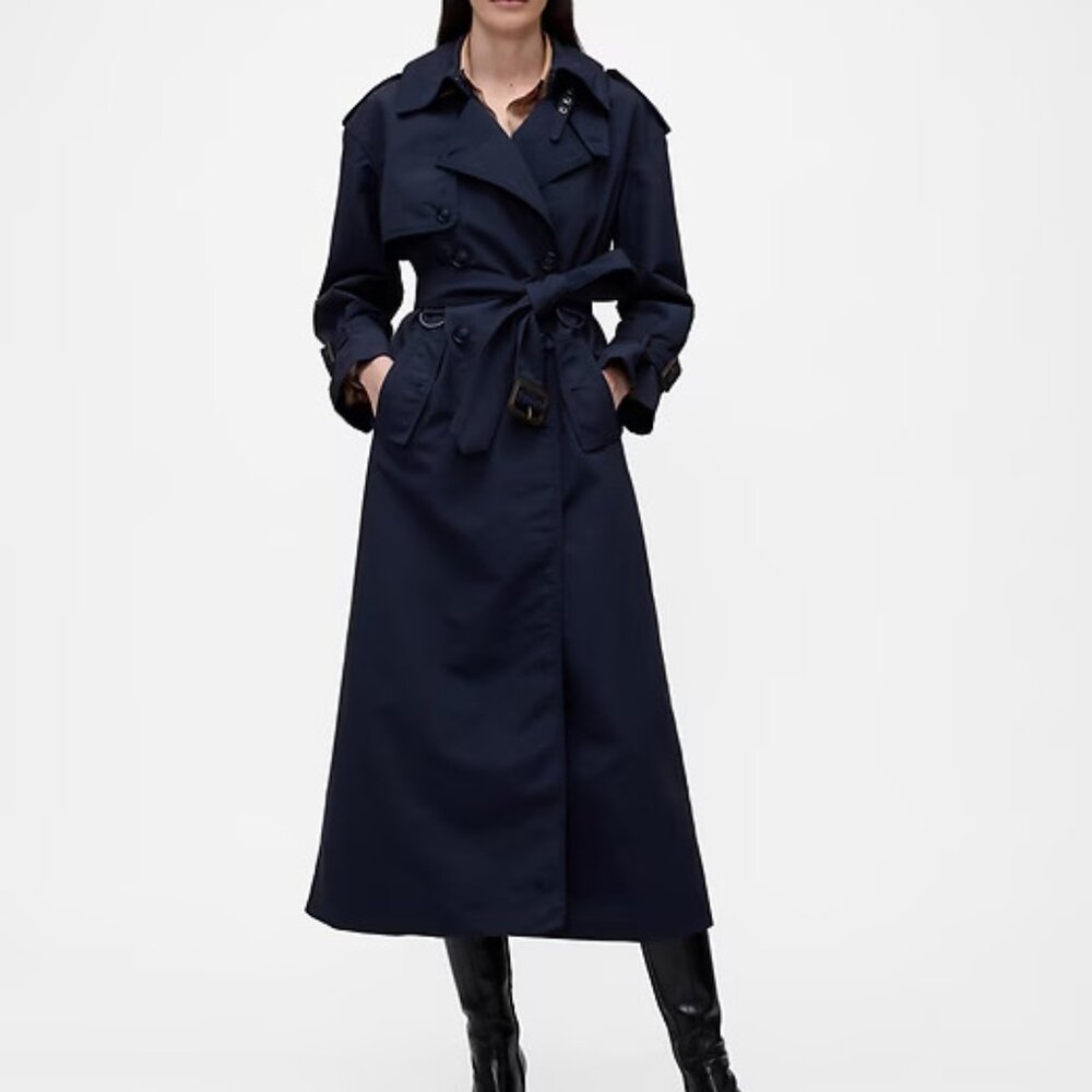 Share (Brand New) Navy GapStudio Women's Trench Coat (Size XXS)